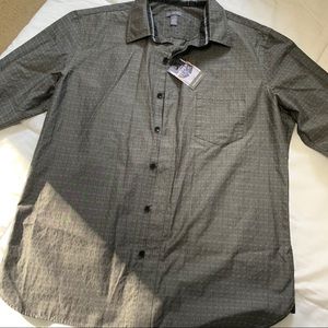 Gray Patterned Van Heusen Mens Dress Shirt -L Slim